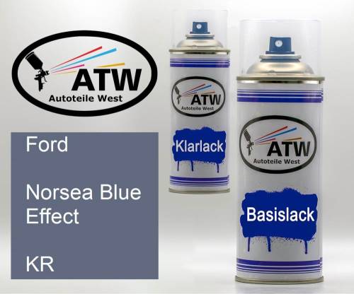 Ford, Norsea Blue Effect, KR: 400ml Sprühdose + 400ml Klarlack - Set, von ATW Autoteile West.